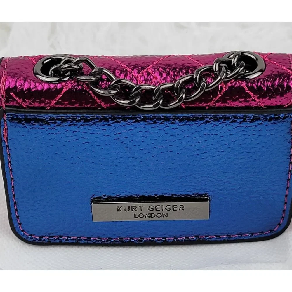 Designer Micro Mini Purse Metallic Pink Blue Crossbody Black Chain Bag Eagle New